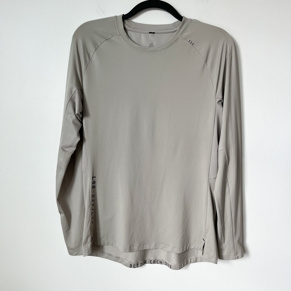 Lululemon License to Train Drysense Long Sleeve Mens Top Taupe Medium